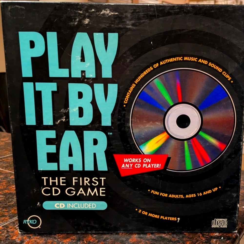 Vintage Play it By Ear First CD Game 1991 w/cards, pegs CD Original box package